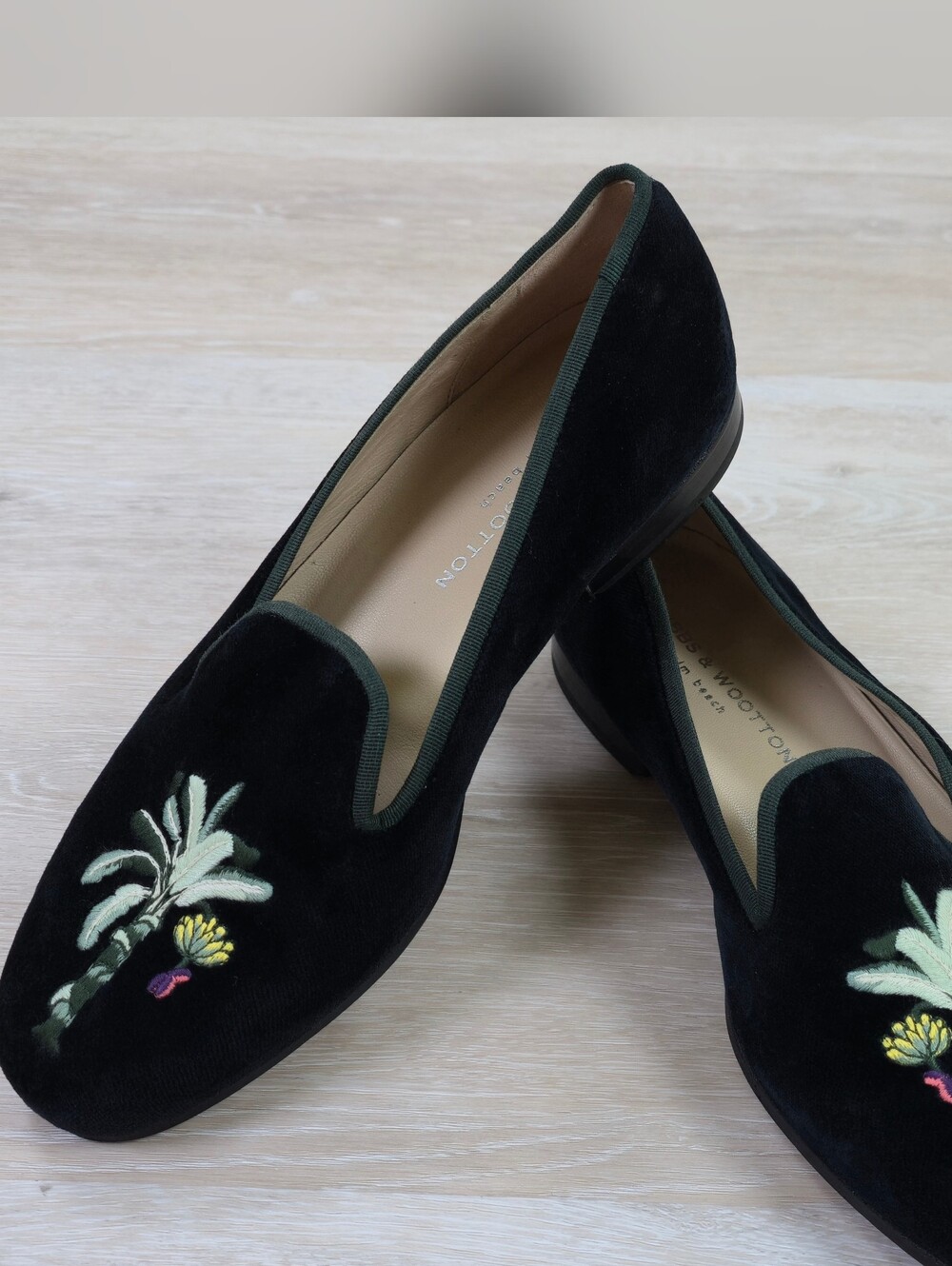 Stubbs And Wootton Men’s Velvet Loafers 8.5 Black Banana Tree Shoes Spain